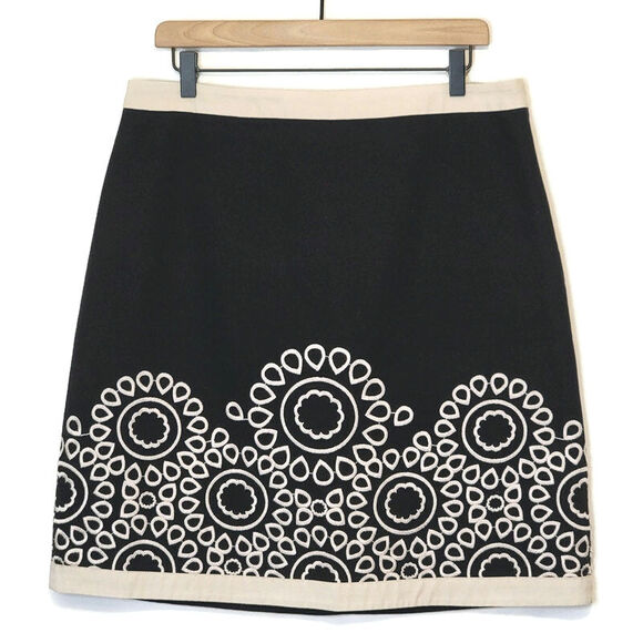 Boden Black Embroidered A Line Mini Skirt Cotton Classic Casual Summer Chic 10 - Picture 1 of 13